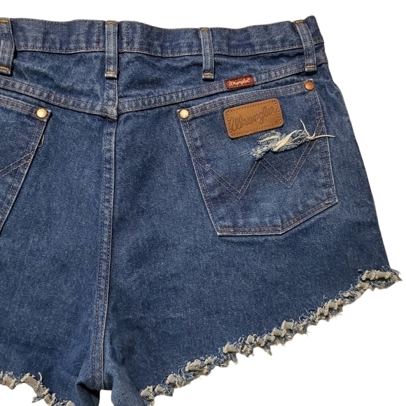 Reworked cut off Wrangler mens jean shorts highrise highwaisted ripped frayed - Picture 10 of 13